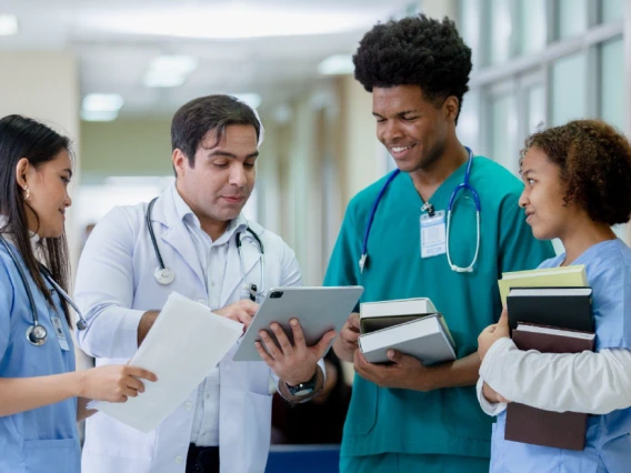 Doctors looking at charts